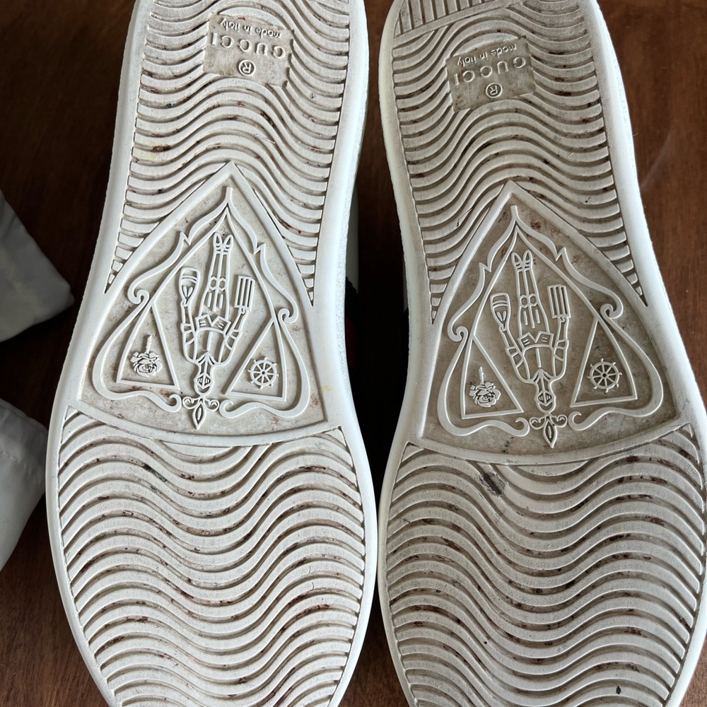 Gucci White Sneakers with Green and Red Stripes - Picture 8 of 12